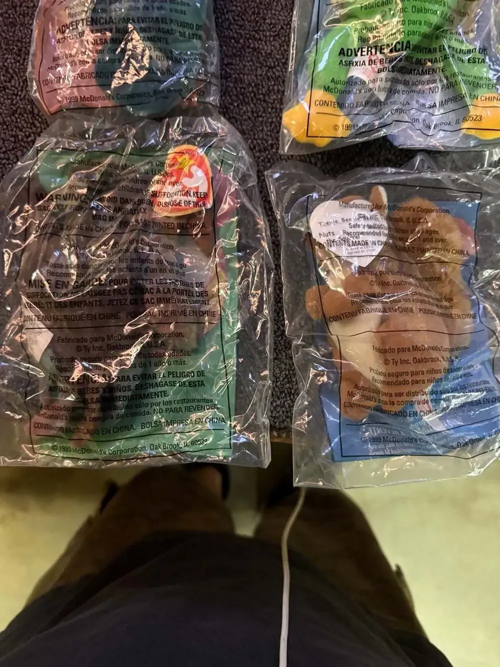 Set of 9 Vintage 1999 McDonald's Ty Teenie Beanie Babies Happy Meal Toys